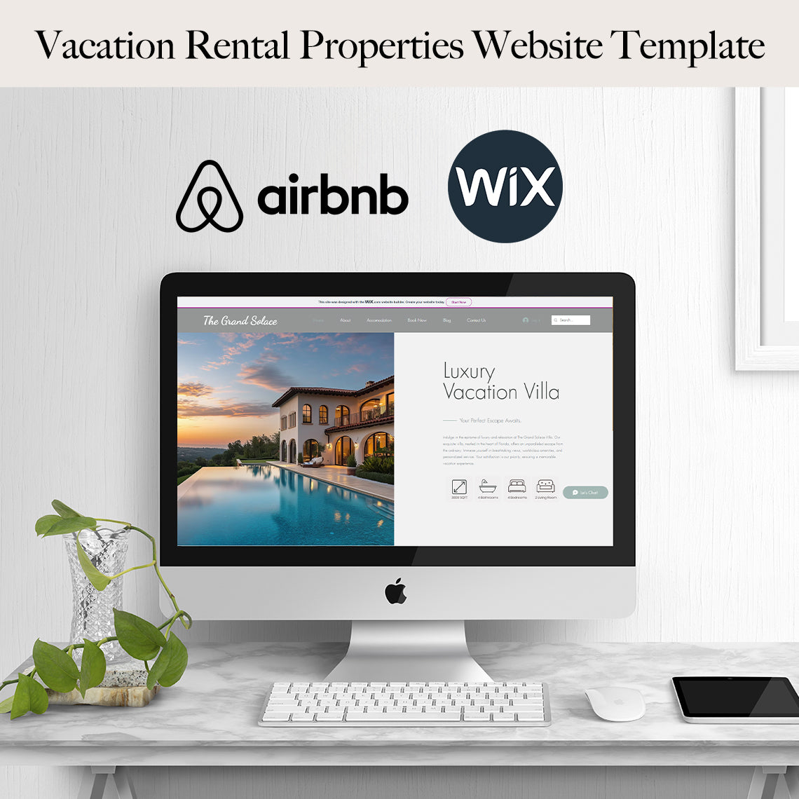 Wix Airbnb Website Template for Vacation Rental Properties, Real Estate, Luxury Villas, Airbnb Site, Wix Studio Website