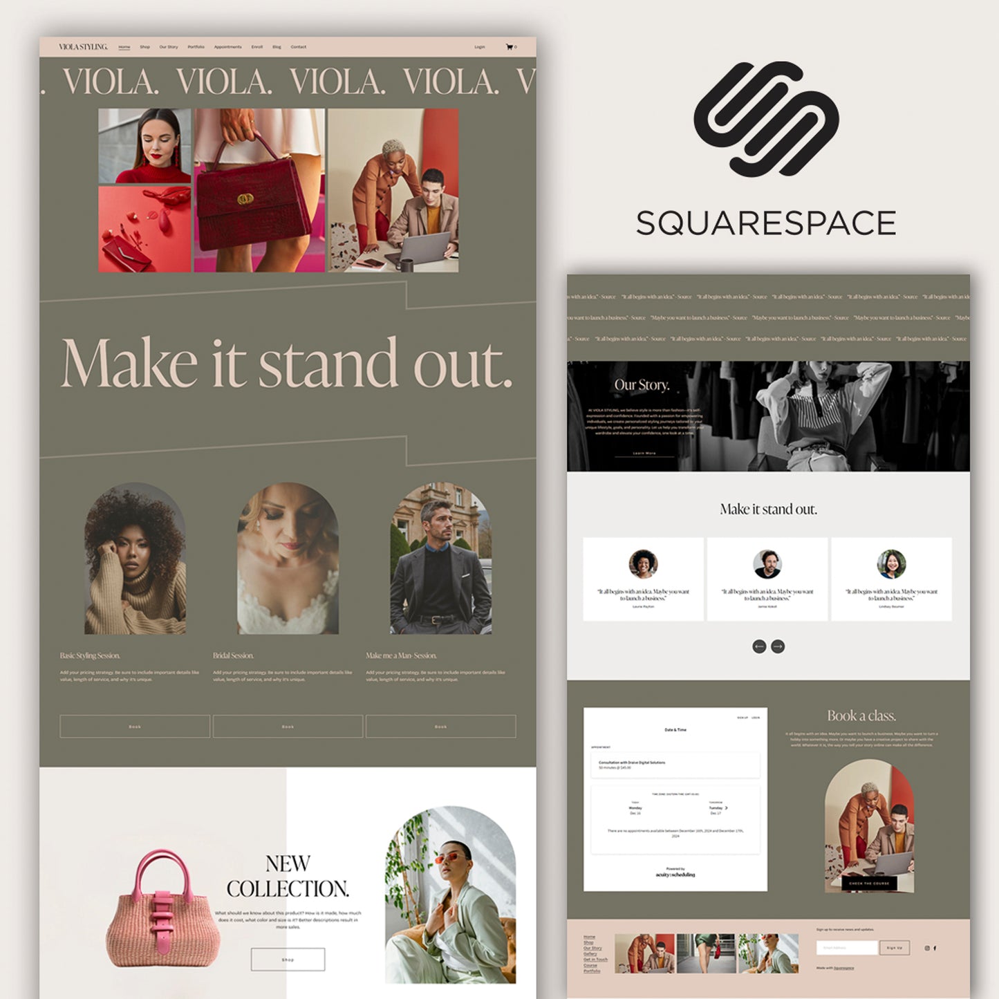Squarespace Website Template for Coaching, Online Instructors, Stylists, and Creative Course Creators | Portfolio, Bookings, Appointments