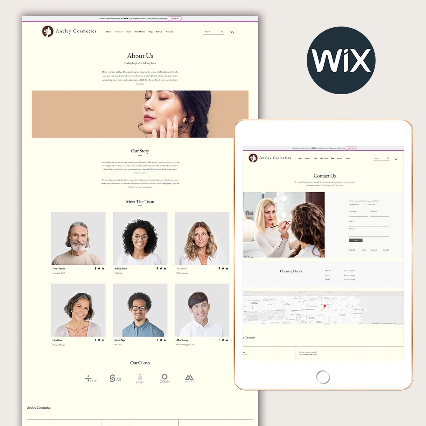 Wix Cosmetic Website Template for Cosmetic Studios, Makeup Artists, Cosmetics E-commerce Wix website, Make Up Website, Wix Studio Website