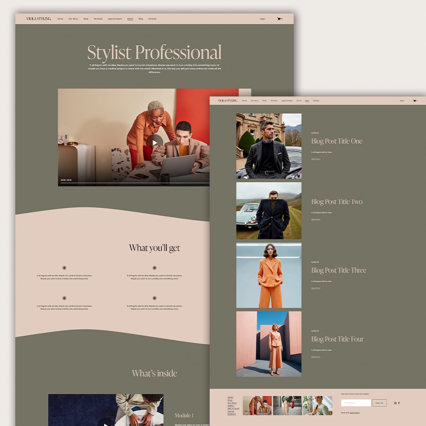 Squarespace Website Template for Coaching, Online Instructors, Stylists, and Creative Course Creators | Portfolio, Bookings, Appointments