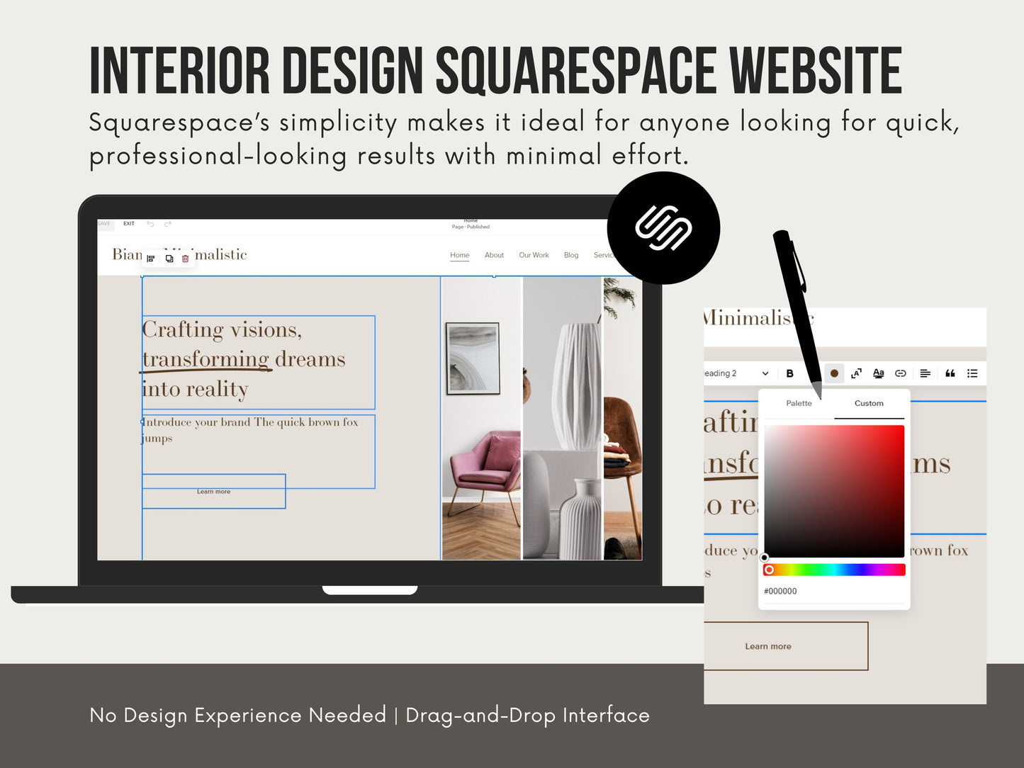 Bianca Minimalistic-Squarespace Website Templates for Interior Designers