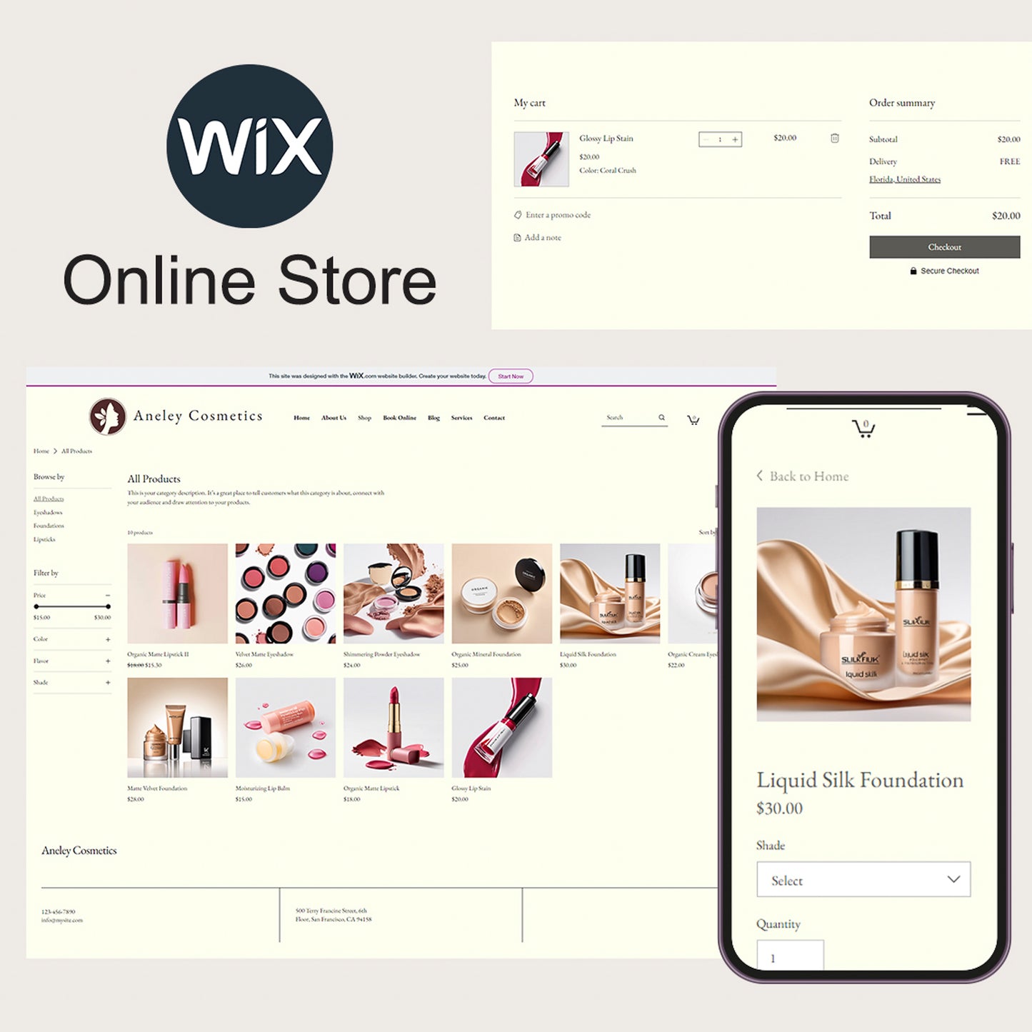 Wix Cosmetic Website Template for Cosmetic Studios, Makeup Artists, Cosmetics E-commerce Wix website, Make Up Website, Wix Studio Website