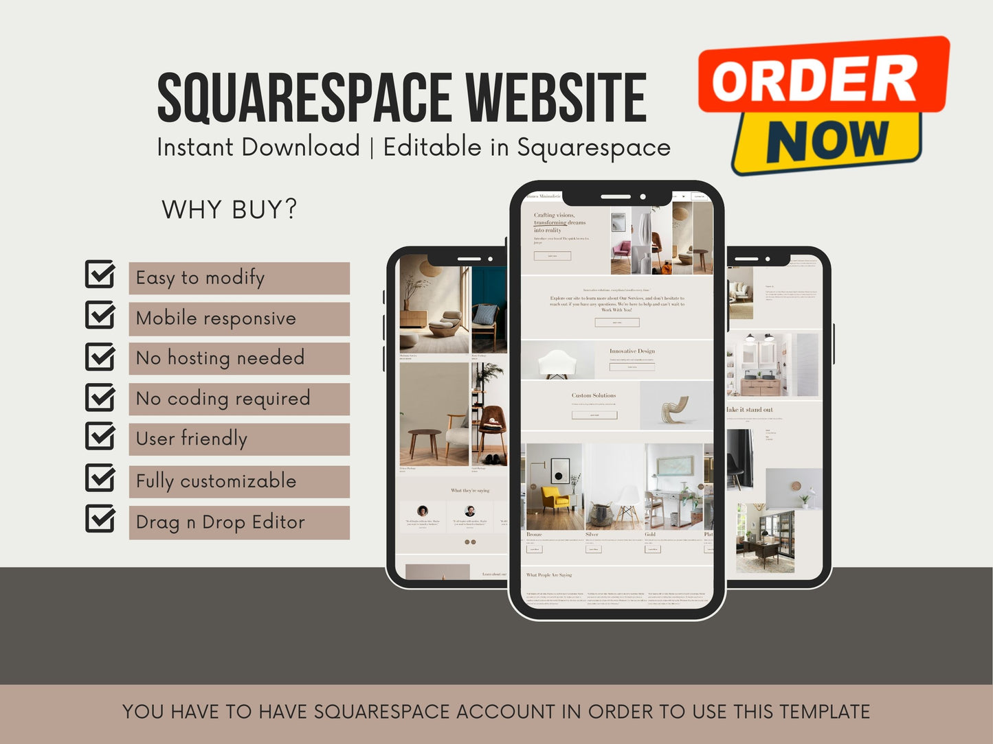 Bianca Minimalistic-Squarespace Website Templates for Interior Designers