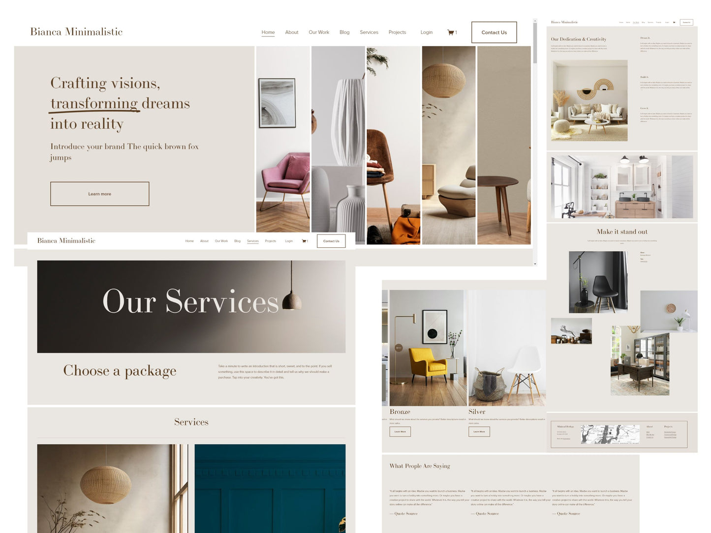 Bianca Minimalistic-Squarespace Website Templates for Interior Designers