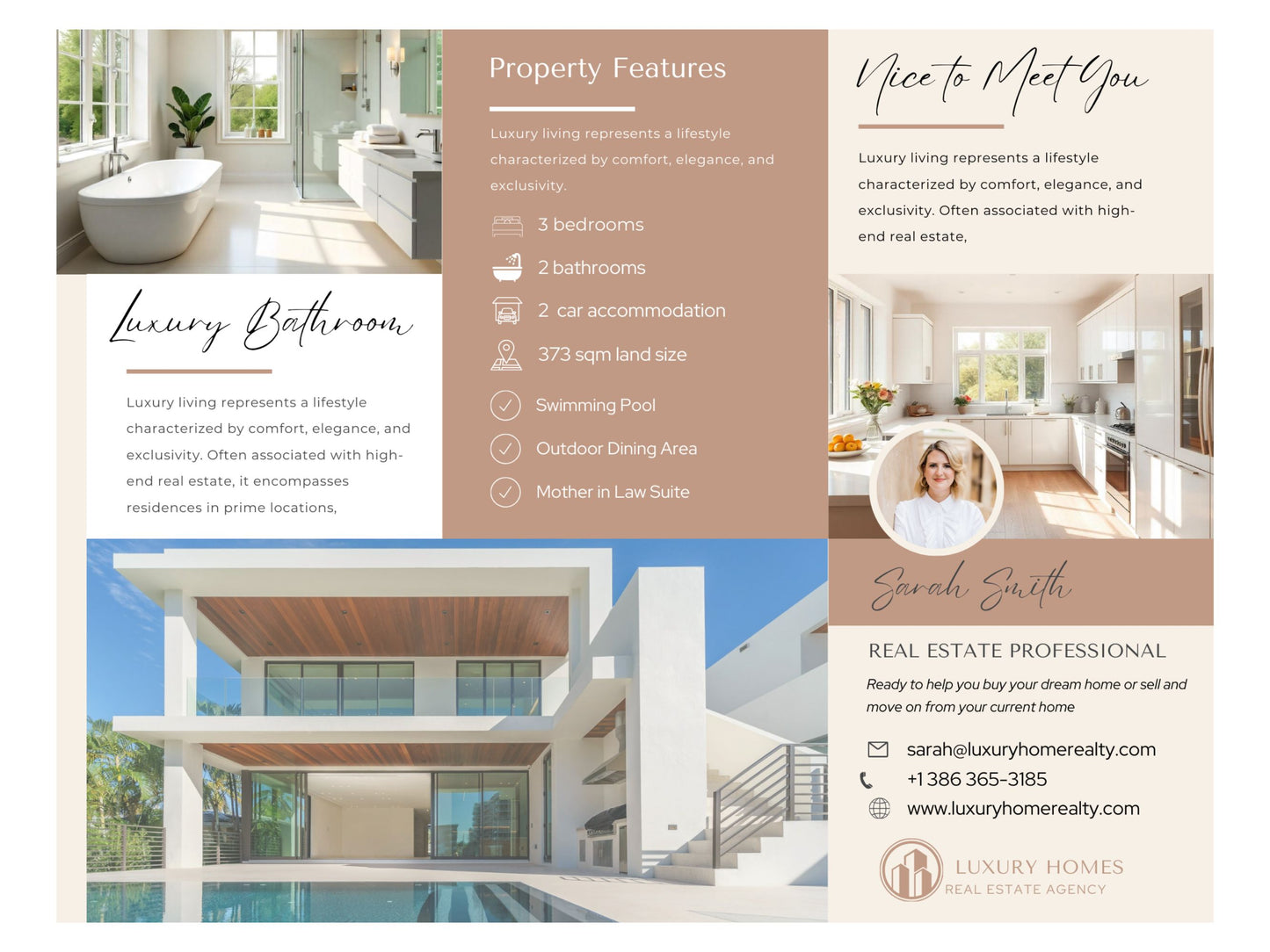 Luxury Real Estate Trifold Brochure Template – Editable Canva Design for Realtors