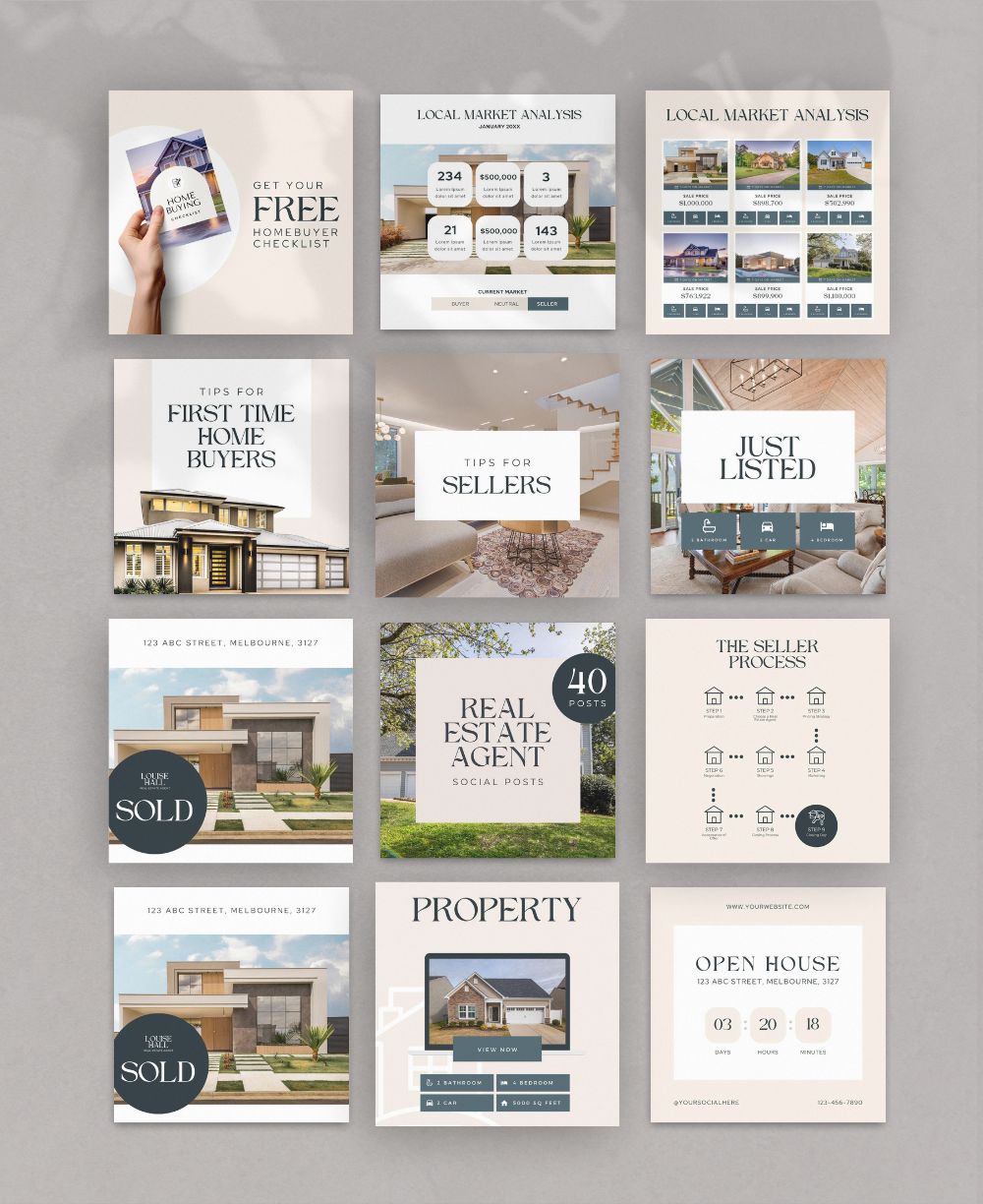 40 Real Estate Agent Social Posts for Instagram | Editable in Canva