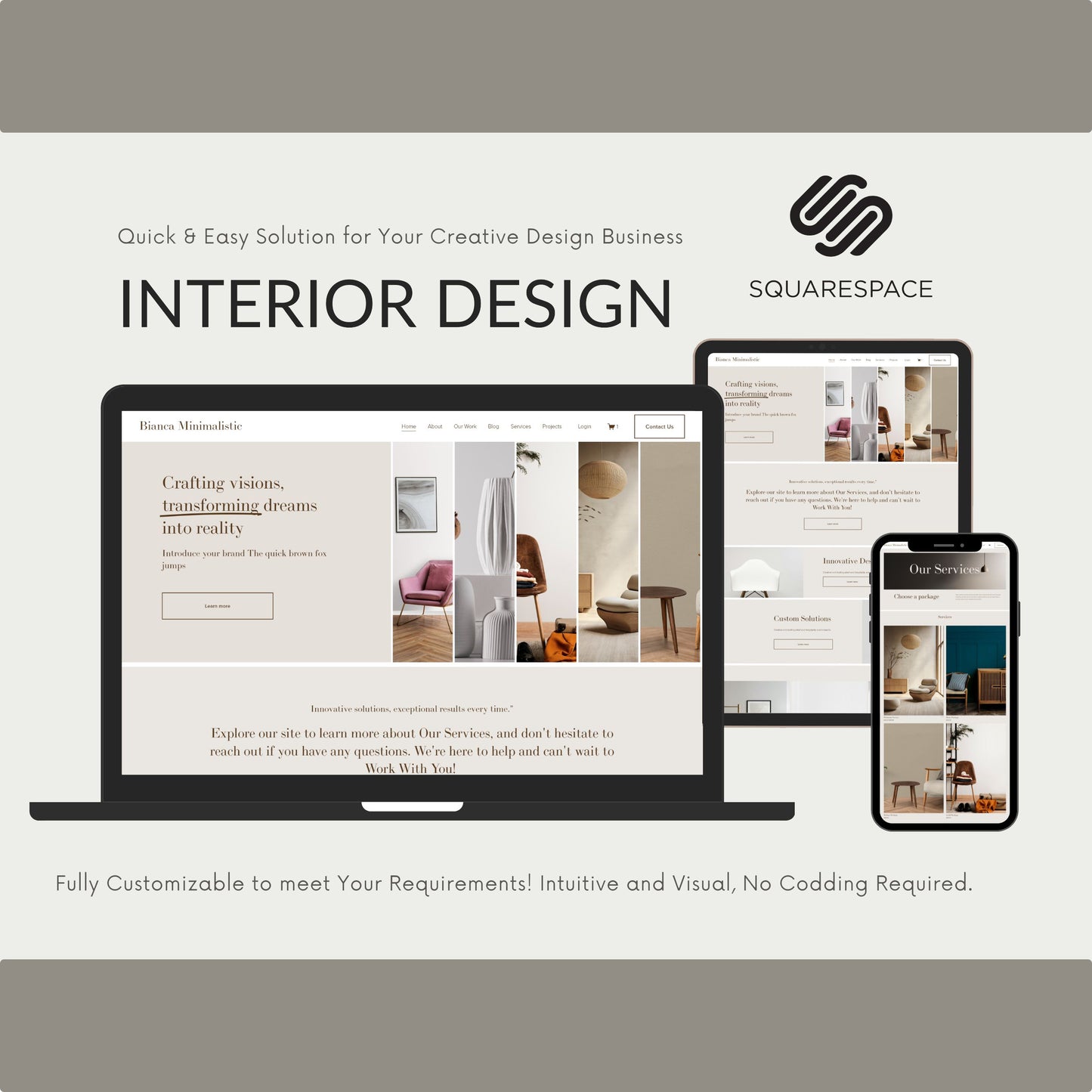 Bianca Minimalistic-Squarespace Website Templates for Interior Designers